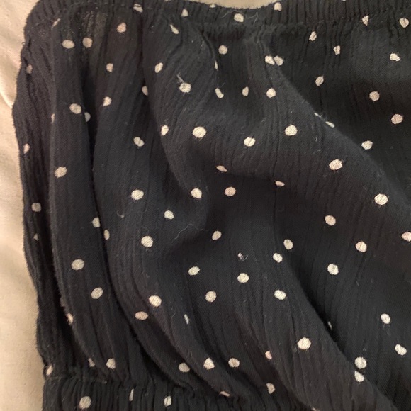 American Eagle Black Bandeau Top with White Polka Dots - Picture 2 of 5